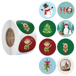 100-500PCS Christmas Snowflake Sticker DIY Baking Sticker Round Adhesive Scrapbooking Christmas stickers (ONLINE ORDER ONLY)