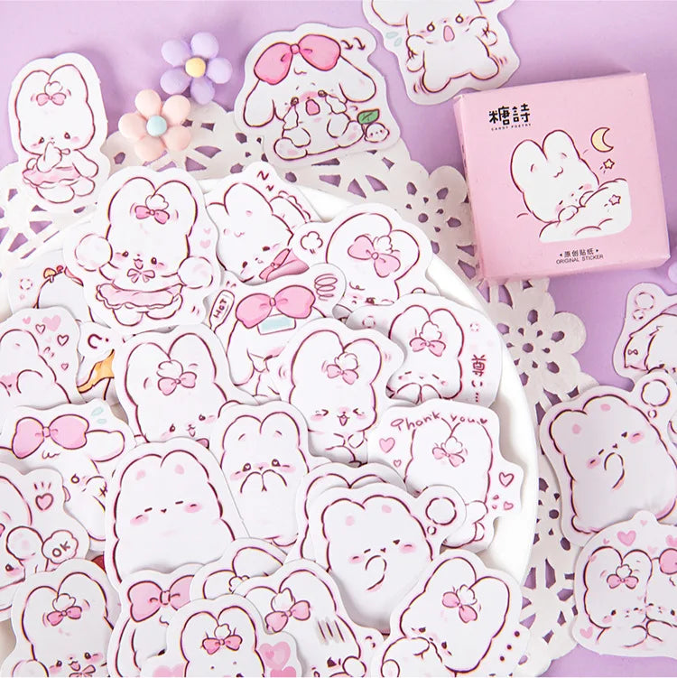 45 pcs/box Cute rabbit daily Kawaii Decoration Stickers Planner Scrapbooking Stationery Korean Diary Stickers (ONLINE ORDER ONLY)