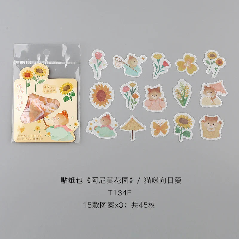 45pcs/lot Nimo's garden Series Stickers Scrapbooking Decorative Sticker DIY Diary Album Stick Label Kawaii Stationery (ONLINE ORDER ONLY)
