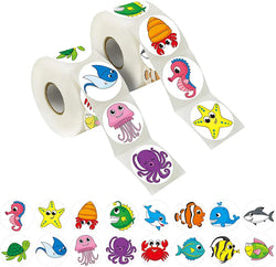 500/1000pcs Reward Stickers Children Kids Cartoon Zoo Farm Ocean Animals Learnging Euducation Scrapbook Sticker Roll Labels Gift (ONLINE ORDER ONLY)