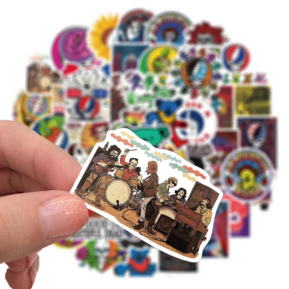 10/30/50PCS Rock Band Greatful Dead Stickers Laptop Guitar Luggage Waterproof Phone Bike Cool Graffiti Sticker Decal Kid Toys (ONLINE ORDER ONLY)