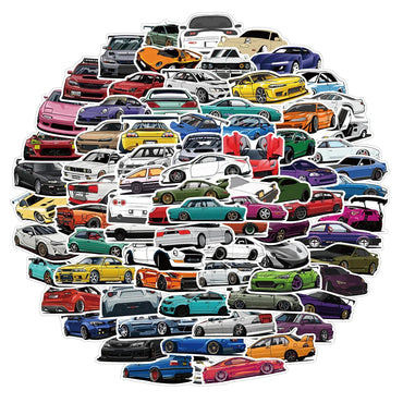 10/50/100PCS Retrofit Racing JDM Stickers Car Motorcycle Laptop Guitar Waterproof Graffiti Cool Sticker Decal Kid Classic Toys (ONLINE ORDER ONLY)