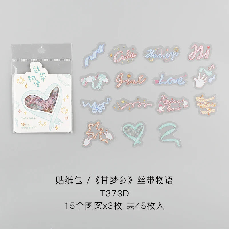 45pcs/pack Cute Flower Ribbon Decorative Stationery Stickers kawaii dog Scrapbooking DIY Diary Album Stick Lable (Online Order Only)