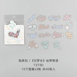 45pcs/pack Cute Flower Ribbon Decorative Stationery Stickers kawaii dog Scrapbooking DIY Diary Album Stick Lable (Online Order Only)