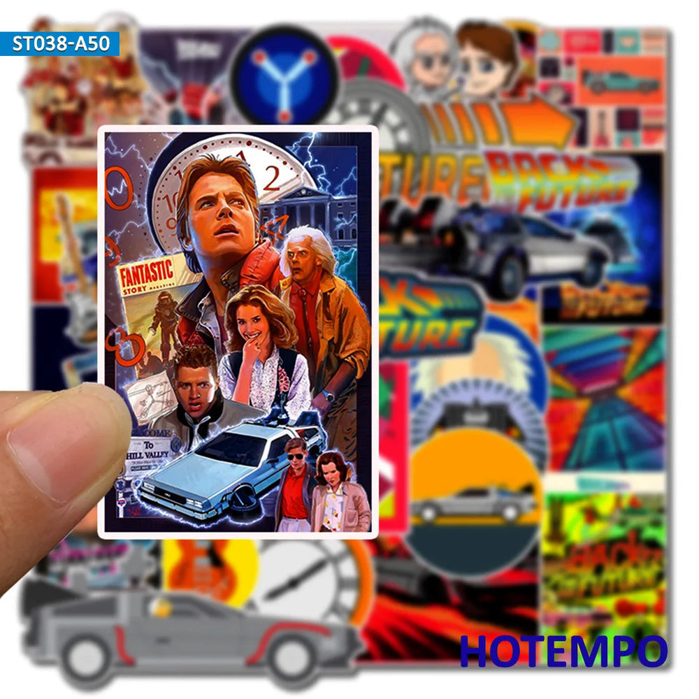 50pcs Classic Movie Back To The Future Stickers for Mobile Phone Laptop Luggage Case Skateboard Bike Helmet Style Decal Stickers (Online Order Only)