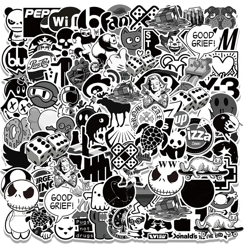 10/30/50/100pcs Cool Fashion Brand Logo Stickers Decals Skateboard Guitar Bike Laptop Motorcycle Luggage Car Waterproof Sticker (ONLINE ORDER ONLY)