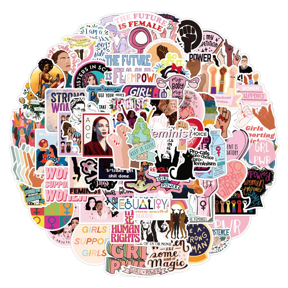 10/50/100PCS Girl Power Feminist Stickers Laptop Skateboard Phone Water Bottle Bike Waterproof Graffiti Sticker Decal Kid Toy (ONLINE ORDER ONLY)