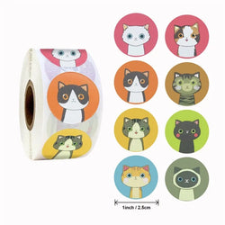 Stationery Sticker 500 Pcs/roll 2.5cm /1inch Cat Dog Kids Sticker For School Teacher Student Stationery Round Stickers (ONLINE ORDER ONLY)