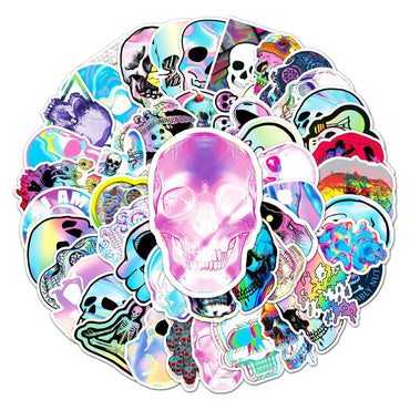 Holographic Skull Stickers 10/30/50PCS Guitar Helmet Luggage DIY Decal (Online Order Only)