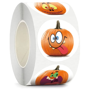 100-500pcsHalloween Pumpkin Ghost Round Handmade Packaging Sealing Label Sticker DIY Halloween Gift Stickers Halloween Decor (Online Order Only)