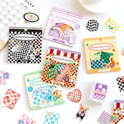 40Pcs Retro Grid Animals Decorative Stickers Scrapbooking Stick Label Diary Album Stickers Kawaii Stationery Cell Phone Stickers (ONLINE ORDER ONLY)