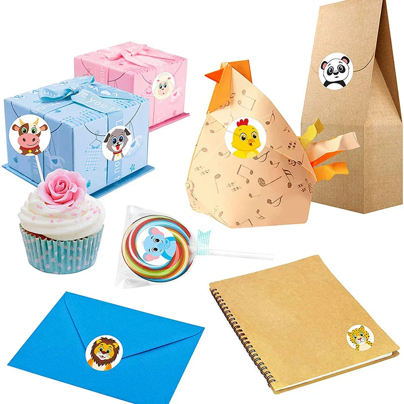 500/1000pcs Reward Stickers Children Kids Cartoon Zoo Farm Ocean Animals Learnging Euducation Scrapbook Sticker Roll Labels Gift (ONLINE ORDER ONLY)