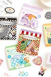40Pcs Retro Grid Animals Decorative Stickers Scrapbooking Stick Label Diary Album Stickers Kawaii Stationery Cell Phone Stickers (ONLINE ORDER ONLY)
