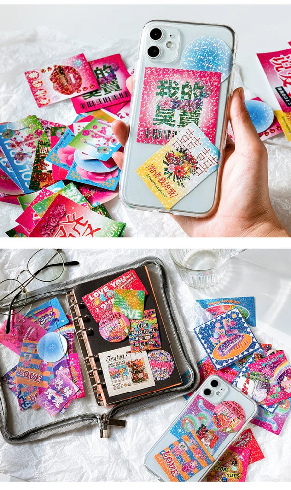 45Pcs/lot Neon Light Garden Series Laser Stickers Girl Scrapbooking Stick Label Diary Album Sticker Personalized Stationery Gift (Online Order Only)