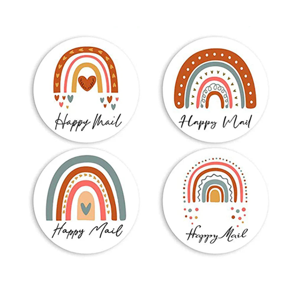 500pcs/roll Happy Mail Stickers , Cute Rainbow Thank You Sticker Labels for Small Business,Envelope Bag Packaging Seals Shipping (ONLINE ORDER ONLY)