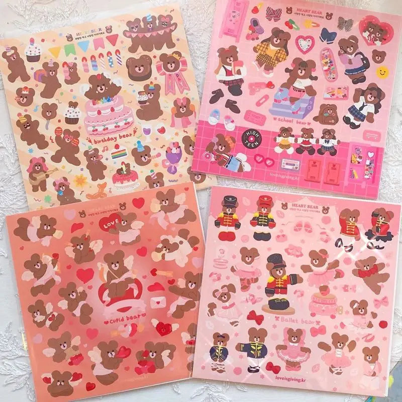 Laser Retro Bear Stickers Scrapbooking Decorative Sticker Korean DIY Diary Album Stick Label Kawaii Stationery (ONLINE ORDER ONLY)