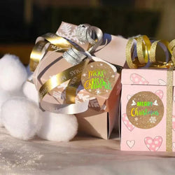 100-500Pcs Round Merry Christmas Stickers Seal Labels 1inch Golden Word Label For Christmas Gift Decorate Sticker (Online Order Only)