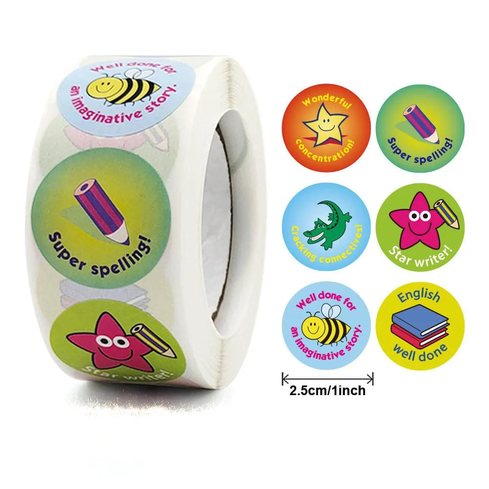 500 Pcs Reward Stickers Motivational Stickers Roll For Kids For School Reward Students Teachers Cute Animals Stickers Labels (Online Order Only)