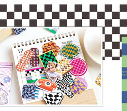 40Pcs Retro Grid Animals Decorative Stickers Scrapbooking Stick Label Diary Album Stickers Kawaii Stationery Cell Phone Stickers (ONLINE ORDER ONLY)