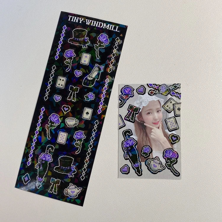 Ins Retro Rose Laser Sticker Scrapbooking Decorative Sticker DIY Diary Album Stick Label Korean Kawaii Stationery (ONLINE ORDER ONLY)