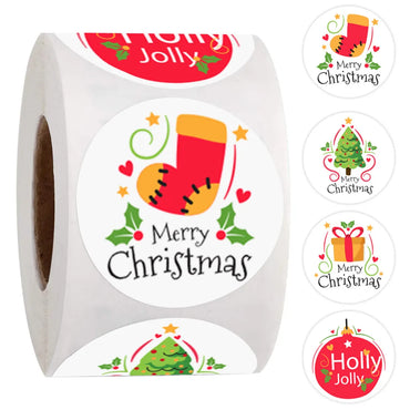 100-500Pcs Merry Christmas Socks Tree Label Stickers for Gift Card Package Wrapping Festival Party Baking Small Business 1 Inch (ONLINE ORDER ONLY)