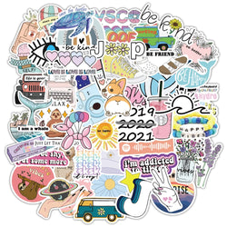 50/100 PCS Cartoon Simple VSCO Girls Kawaii Stickers For Chidren Toy Waterproof Sticker to DIY Laptop Bicycle Helmet Car Decals (Online Order Only)