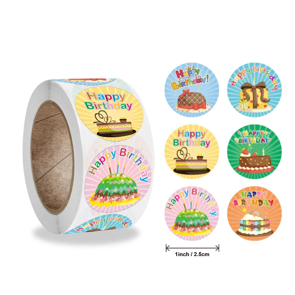 100-500pcs Happy Birthday stickers Gift packaging Sealing Label DIY Party decoration Self-adhestive Handmade Stationery Sticker (ONLINE ORDER ONLY)