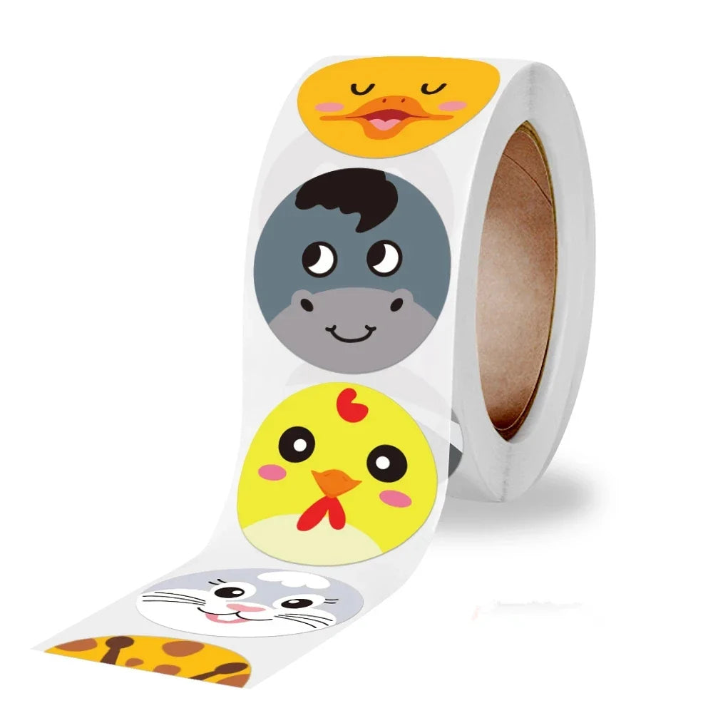 Stickers 500pcs/roll Children's Cute Animal Stickers Teacher Reward Encourage Students Thank You Stickers (ONLINE ORDER ONLY)