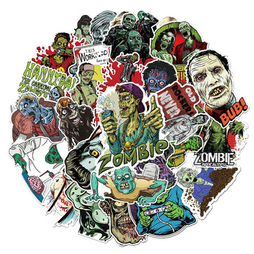 10/30/50PCS Horror Skull Zombie Stickers Skateboard DIY Guitar Laptop Motorcycle Car Cool Graffiti Terror Decal Sticker for Kids (Online Order Only)