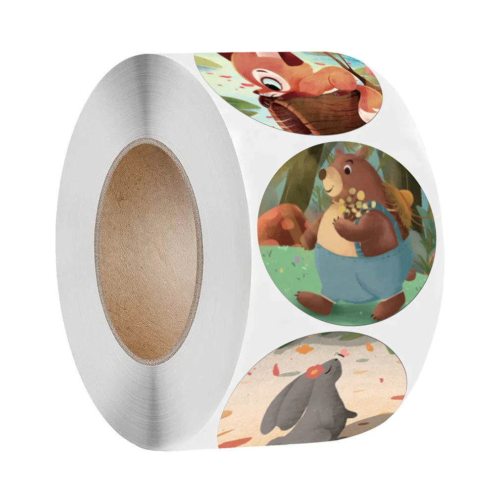 100-500pcs Animal Sticker Reward Sticker for Kids 1 inch Round Cartoon Sealing Labels for Teacher Supplies Encourage Cute Label (Online Order Only)