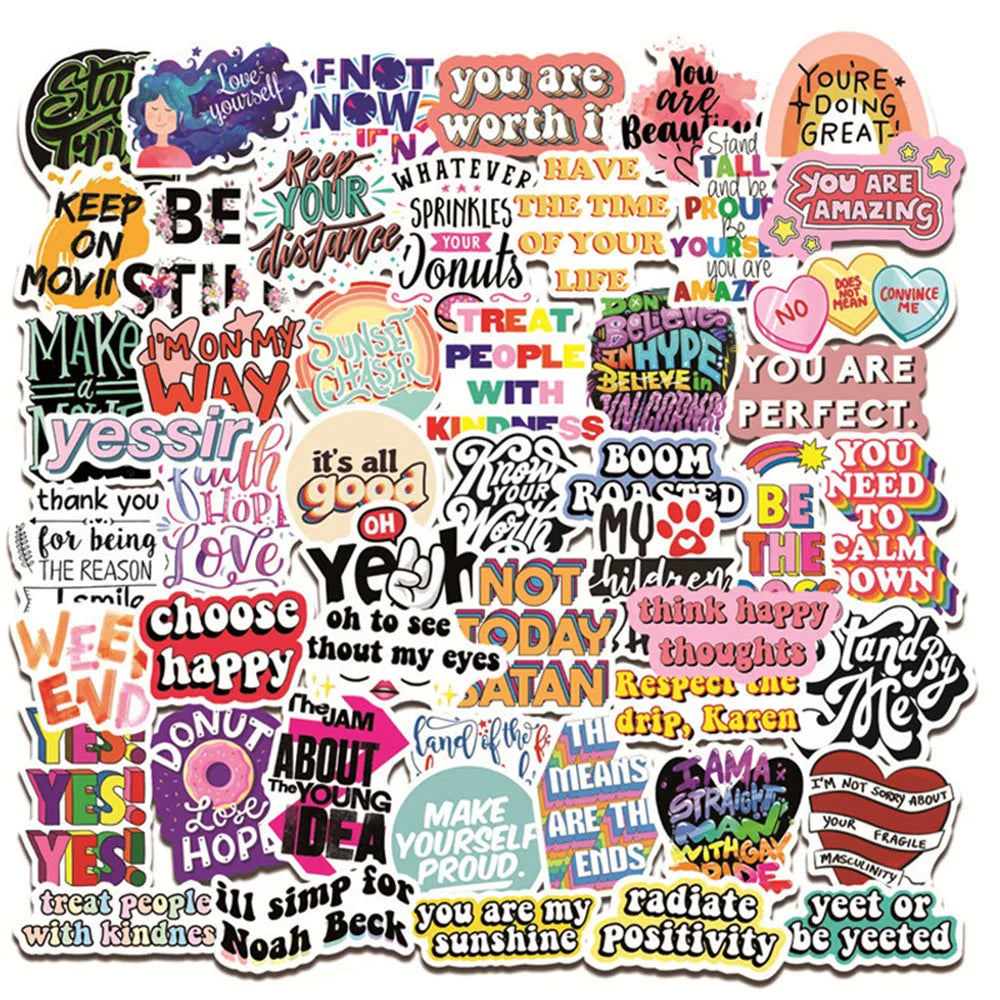 Motivational Quotes Stickers Pack for Fridge Laptop Luggage Skateboard Graffiti (ONLINE ORDER ONLY)