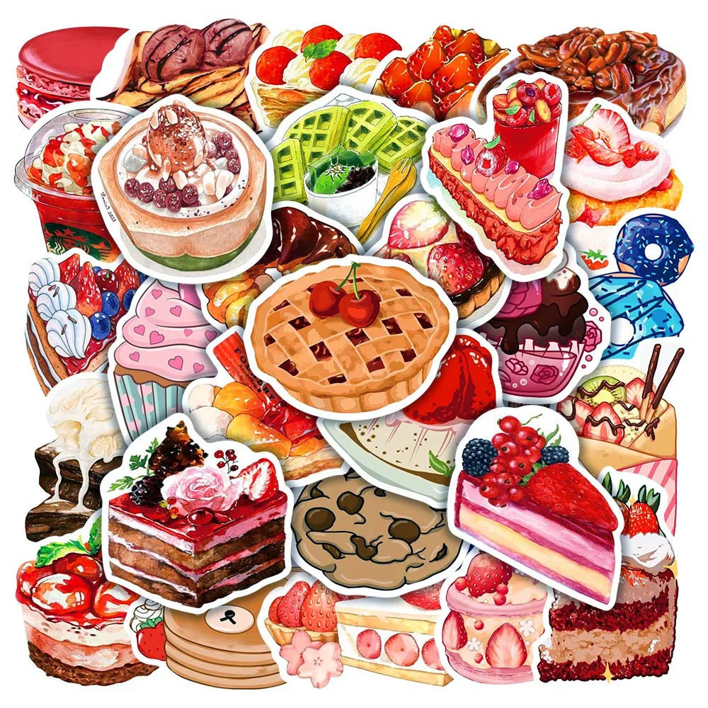 Cute Food Stickers PVC Waterproof for Phone Fridge Skateboard Luggage Wall Kids (Online Order Only)