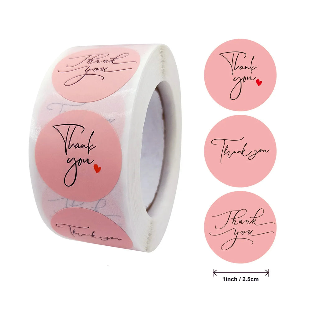 Pink Gift Sealing Stickers 500PCS Thank You Love Design Diary Scrapbooking Stickers Festival Birthday Gift Decorations Labels (ONLINE ORDER ONLY)