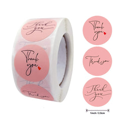 Pink Gift Sealing Stickers 500PCS Thank You Love Design Diary Scrapbooking Stickers Festival Birthday Gift Decorations Labels (ONLINE ORDER ONLY)