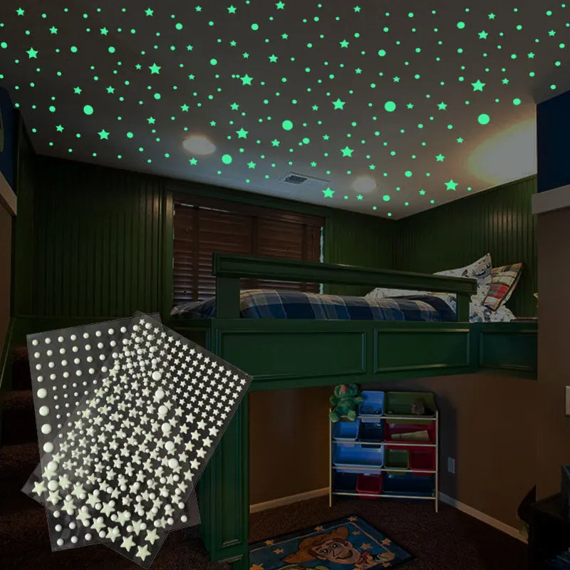 202 Pcs 3D Glow in the Dark Stars Wall Stickers Kids Room Decor (ONLINE ORDER ONLY)