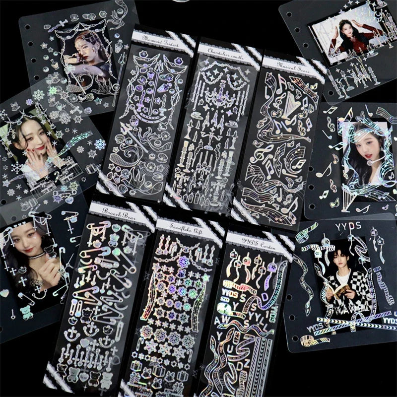 Bronzing PET Snowflake Ribbon Decoration Laser Stickers Shiny Dreamland Creative Scrapbook Handbook DIY Stationery Sticker (ONLINE ORDER ONLY)