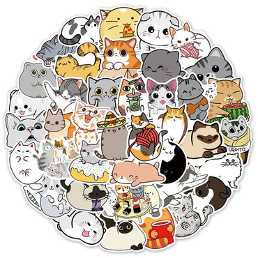 Cute Cat Stickers Pack for Scrapbook, Laptop, Phone, Guitar, Bike, Car, Fridge (Online Order Only)