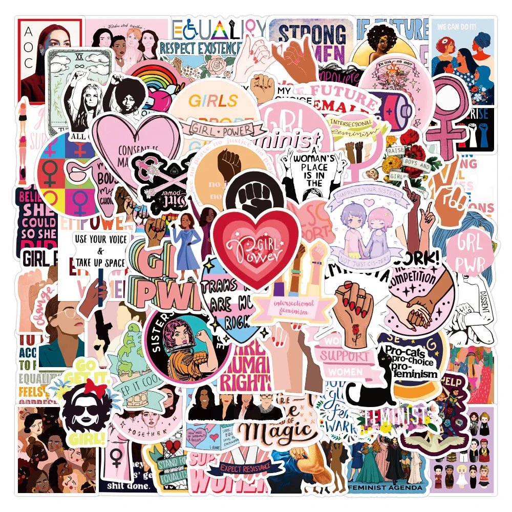 10/50/100PCS Girl Power Feminist Stickers Laptop Skateboard Phone Water Bottle Bike Waterproof Graffiti Sticker Decal Kid Toy (ONLINE ORDER ONLY)