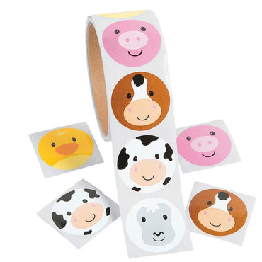 100pcs Roll Farm Animal Face Stickers (Online Order Only)