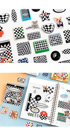 40Pcs Retro Grid Animals Decorative Stickers Scrapbooking Stick Label Diary Album Stickers Kawaii Stationery Cell Phone Stickers (ONLINE ORDER ONLY)