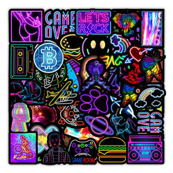 10/30/50/100PCS Cartoon Neon Light Graffiti Stickers Aesthetic Car Skateboard Laptop Phone Bike Cool Toy Decal Sticker for Kids (Online Order Only)