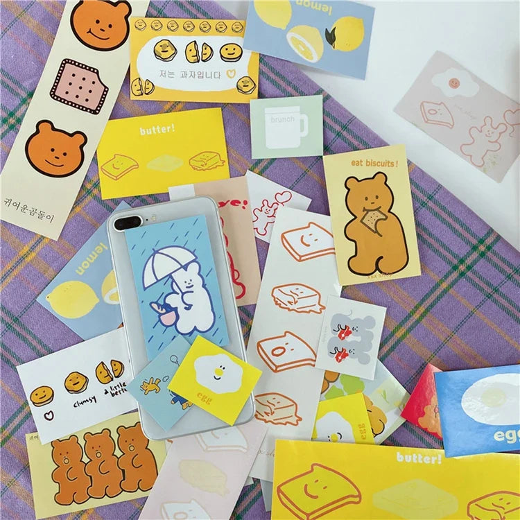 27Pcs/lot Korean ins Cute Biscuit Bear Decorative Sticker Kawaii Stationery Sticker Scrapbooking DIY Diary Album Stick Label (ONLINE ORDER ONLY)