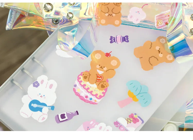 Kawaii Soft Bear Rabbit Decorative Stickers Adhesive Stickers DIY Diary Stationery Stickers Children Gift School Office Supplies (ONLINE ORDER ONLY)