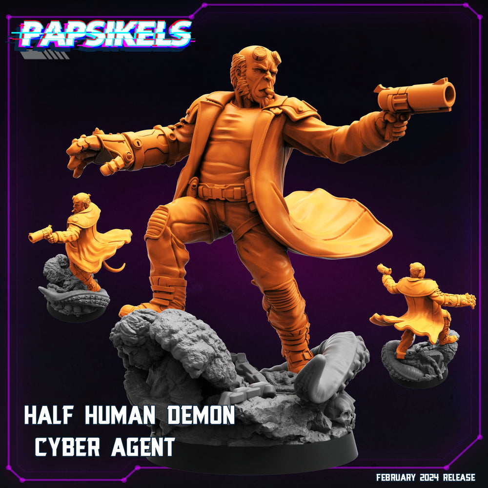 3D Printed Papsikels Half Human Demon Cyber Agent February 2025 Cyberpunk 28mm 32mm (Online Only)