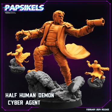 3D Printed Papsikels Half Human Demon Cyber Agent February 2025 Cyberpunk 28mm 32mm (Online Only)
