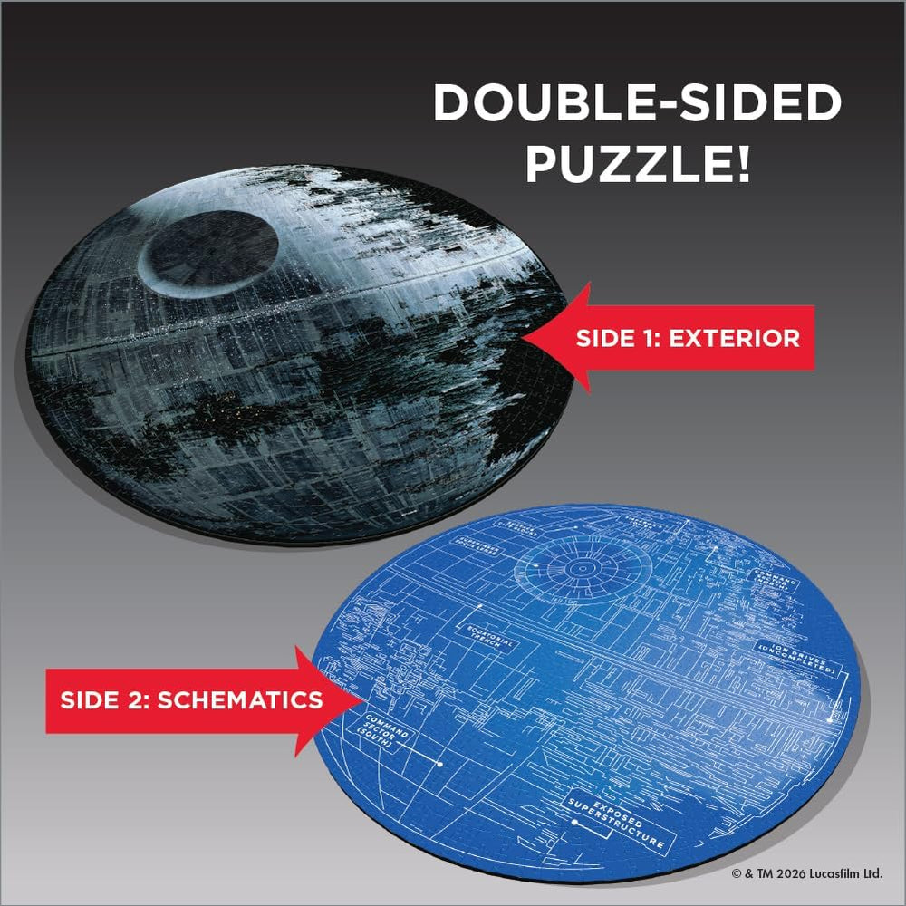 Ridley's Games Puzzles: Jigsaw Puzzle & Trivia - Double-Sided - 1000 Pieces - Star Wars - Death Star