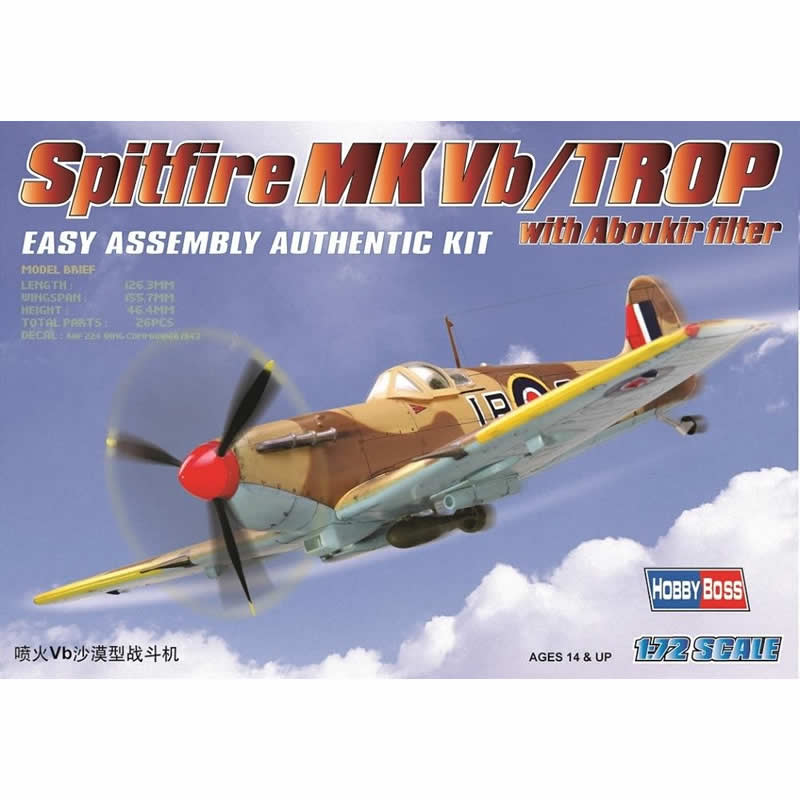 HBM80214 Spitfire MKVb Tropical 1/72 Scale Plastic Model Kit Hobby Boss (ONLINE ORDER ONLY)