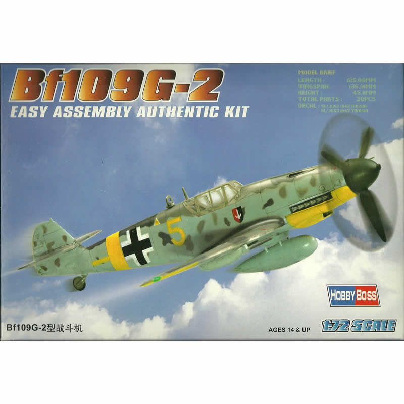 HBM80223 BF-109G2 Messerschmitt 1/72 Scale Plastic Model Kit Hobby Boss (ONLINE ORDER ONLY)