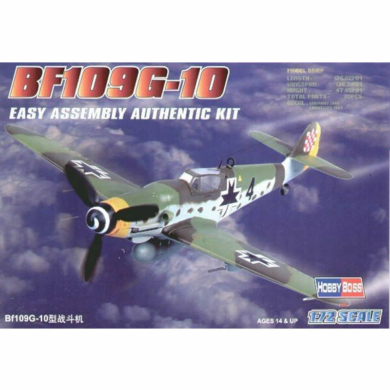 HBM80227 BF-109G 10 Messerschmitt 1/72 Scale Plastic Model Kit Hobby Boss (ONLINE ORDER ONLY)