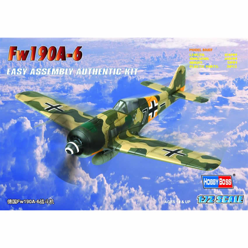 HBM80245 Fw190A-6 Focke Wulf 1/72 Scale Plastic Model Kit Hobby Boss (ONLINE ORDER ONLY)